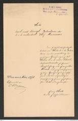 k.k. naturhistorisches Hofmuseum, Intendanzakten 1885-1896 (Hauer), Aktenzahl Z.192/1891, Seite 1